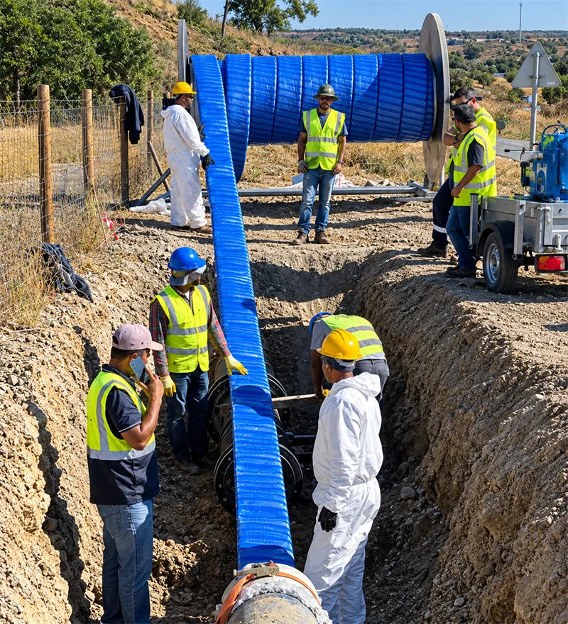 Instalación de revestimiento Norditube en una zanja